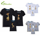 Family Look Animals Giraffe T Shirts Summer Family Matching Clothes Father Mother Kids Outfits Cotton Tees Free Shipping 5XL-Black-Female S-JadeMoghul Inc.