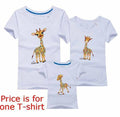 Family Look Animals Giraffe T Shirts Summer Family Matching Clothes Father Mother Kids Outfits Cotton Tees Free Shipping 5XL-White-Female S-JadeMoghul Inc.