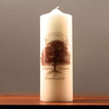 Family Oak Tree Personalized Pillar Candles Ivory Chocolate Brown (Pack of 1)-Wedding Ceremony Accessories-Chocolate Brown-JadeMoghul Inc.