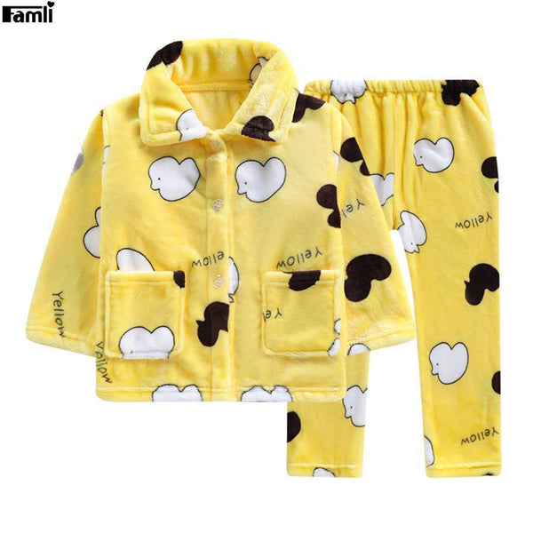 Famli Baby Kids Winter Flannel Pajamas Sets Children Girl Warm Thick Fleece Jacket+pant Sleepwear Boys Fashion Pijamas 2Y-12Y-A-2T-JadeMoghul Inc.