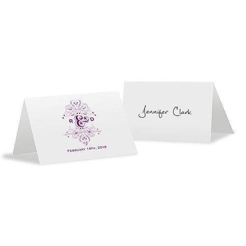 Fanciful Monogram Place Card With Fold Indigo Blue (Pack of 1)-Table Planning Accessories-Charcoal-JadeMoghul Inc.