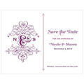 Fanciful Monogram Save The Date Card Indigo Blue (Pack of 1)-Weddingstar-Purple-JadeMoghul Inc.