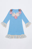 Fancy A-Line Dress - Girls-Girls Fancy Dresses-6M-Azure-JadeMoghul Inc.