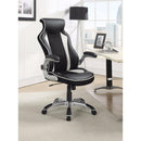 Fancy Executive High-Back Leather Chair, Black/White-Armchairs and Accent Chairs-BLACK+WHITE-JadeMoghul Inc.