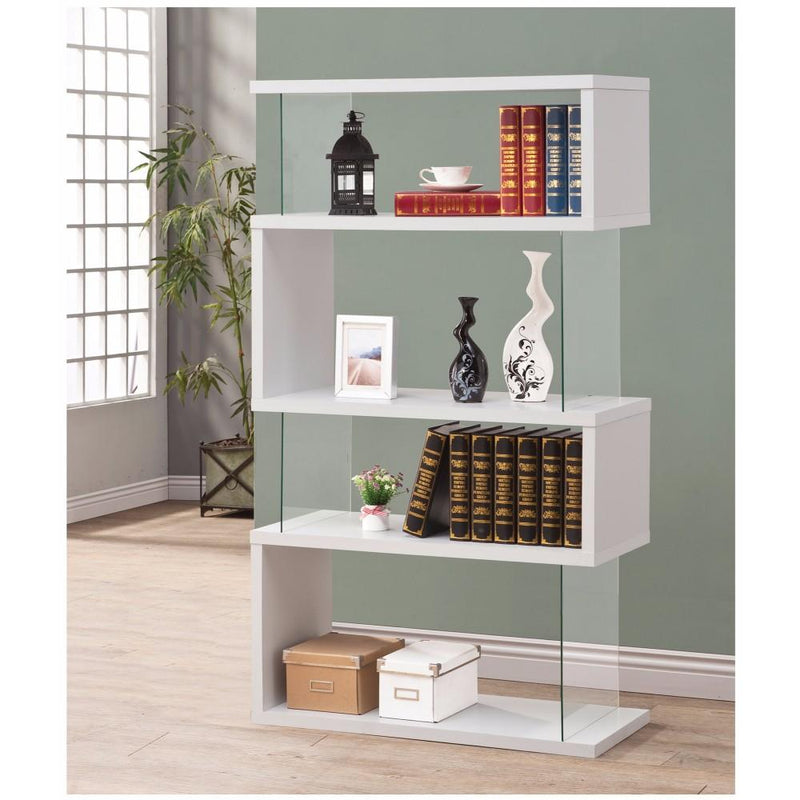 Fantastic glossy white wooden bookcase-Book Cases-WHITE-HOLLOW BOARD-JadeMoghul Inc.