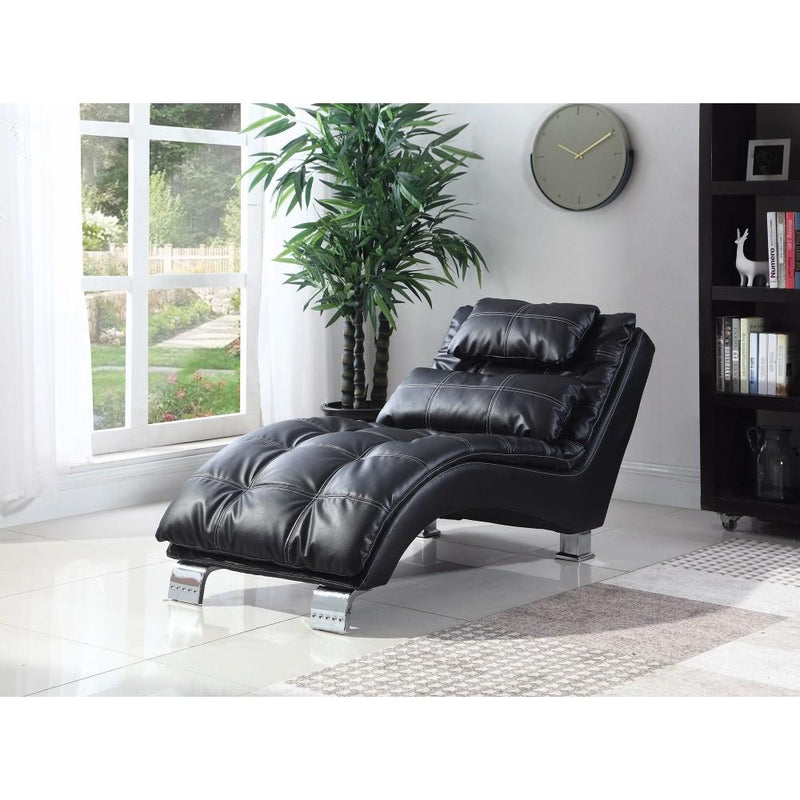 Fantastically Designed Modern Black Chaise-Indoor Chaise Lounge Chairs-BLACK-PULL UP BONDED LEATHER/PULL UP PU-JadeMoghul Inc.