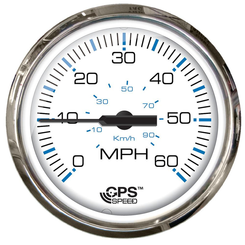 Faria 4" Chesepeake White SS Studded Speedometer - 60MPH (GPS) [33839]-Gauges-JadeMoghul Inc.