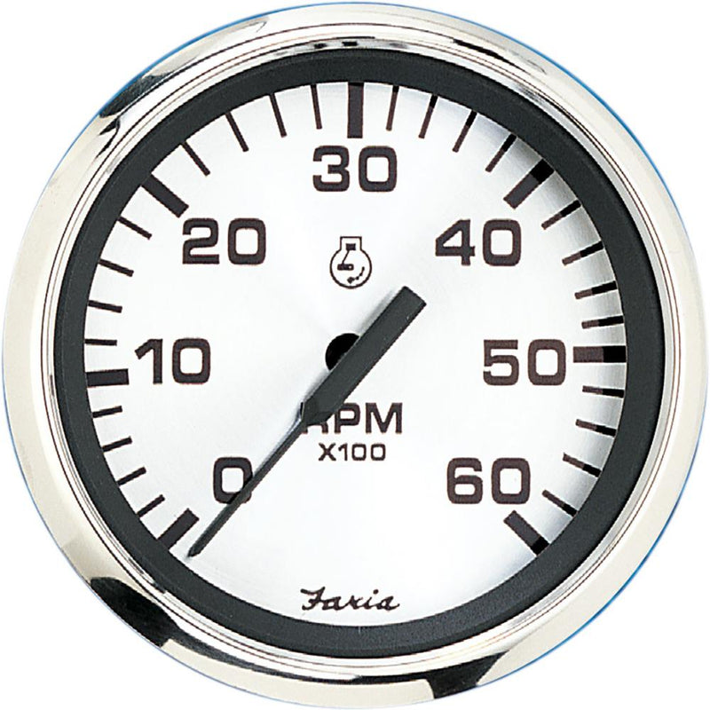 Faria 4" Tachometer (6000 RPM) Gas (Inboard I-O) - Spun Silver [36004]-Gauges-JadeMoghul Inc.