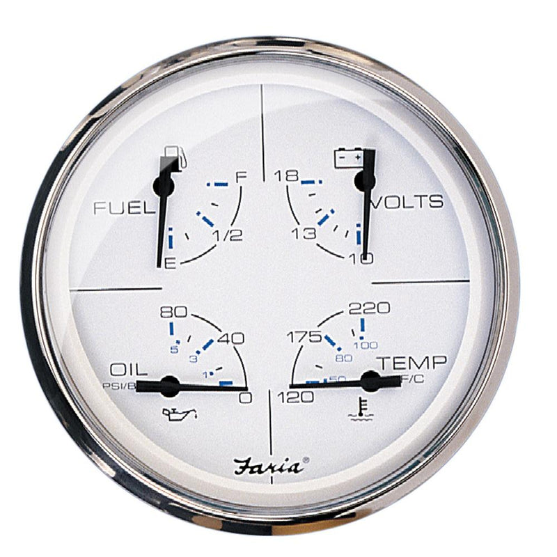 Faria 5" Multifunction Gauge Chesapeake White w-Stainless Steel - Fuel, Oil, Water Voltmeter [33864]-Gauges-JadeMoghul Inc.