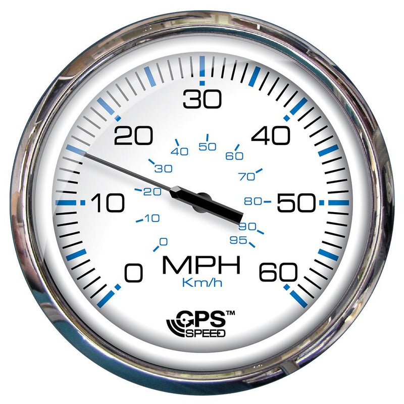 Faria 5" Speedometer (60 MPH) GPS (Studded) Chesapeake White w-Stainless Steel [33861]-Gauges-JadeMoghul Inc.