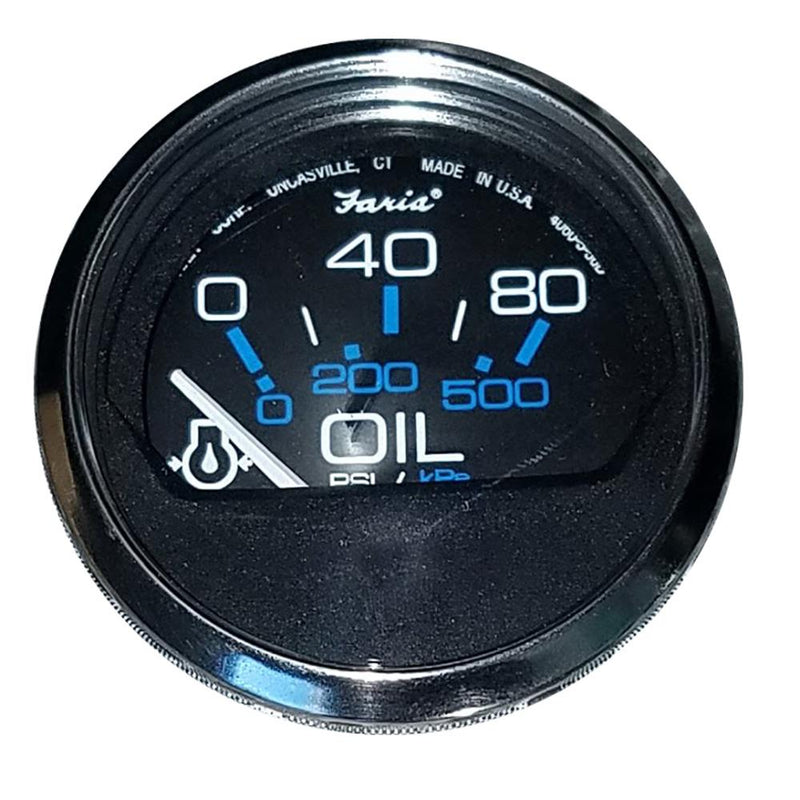 Faria Chesapeake Black SS 2" Oil Pressure Gauge - 80 PSI [13702]-Gauges-JadeMoghul Inc.