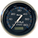 Faria Chesapeake Black SS 4" Tachometer w-Hourmeter - 6,000 RPM (Gas - Inboard) [33732]-Gauges-JadeMoghul Inc.