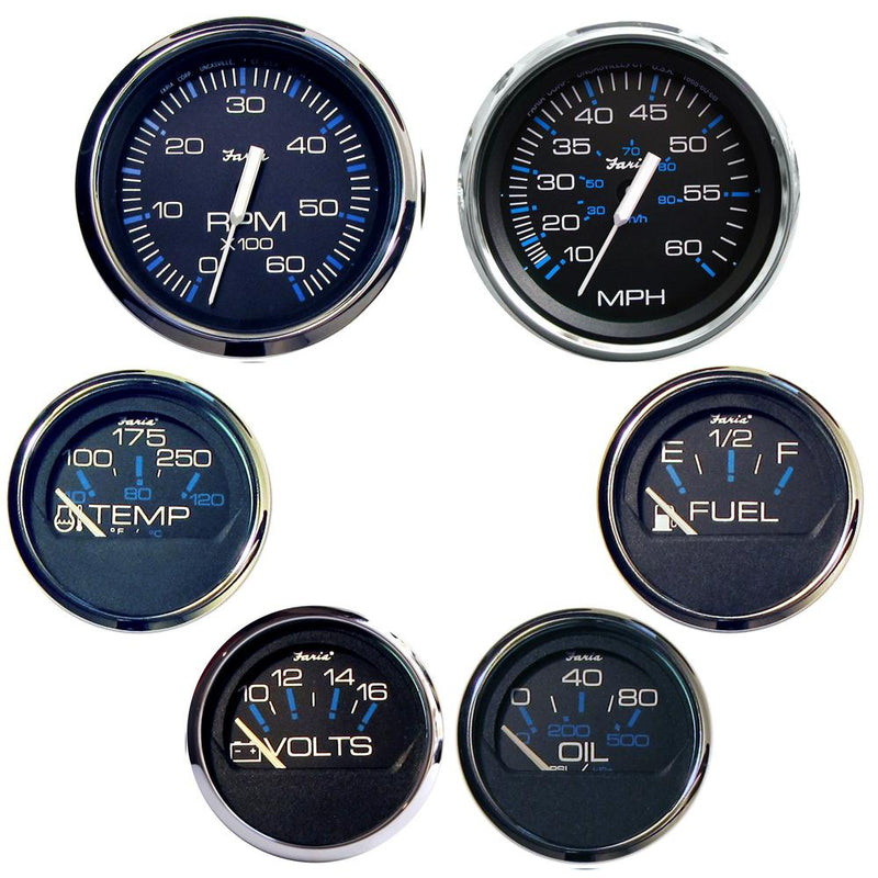 Faria Chesapeake Black SS Boxed Set - Inboard Motors [KTF003]-Gauges-JadeMoghul Inc.