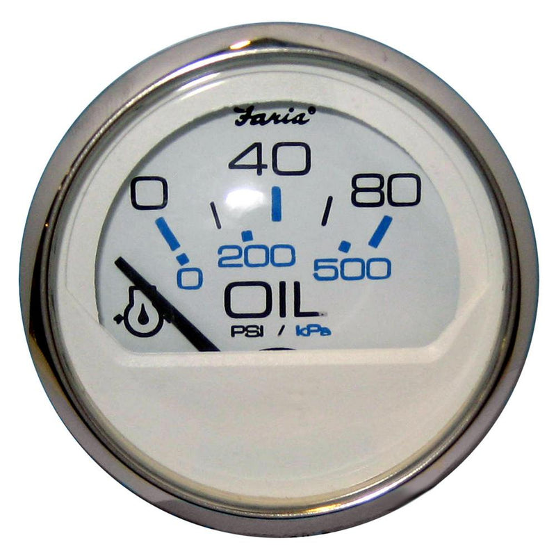 Faria Chesapeake White SS 2" Oil Pressure Gauge - 80 PSI [13802]-Gauges-JadeMoghul Inc.