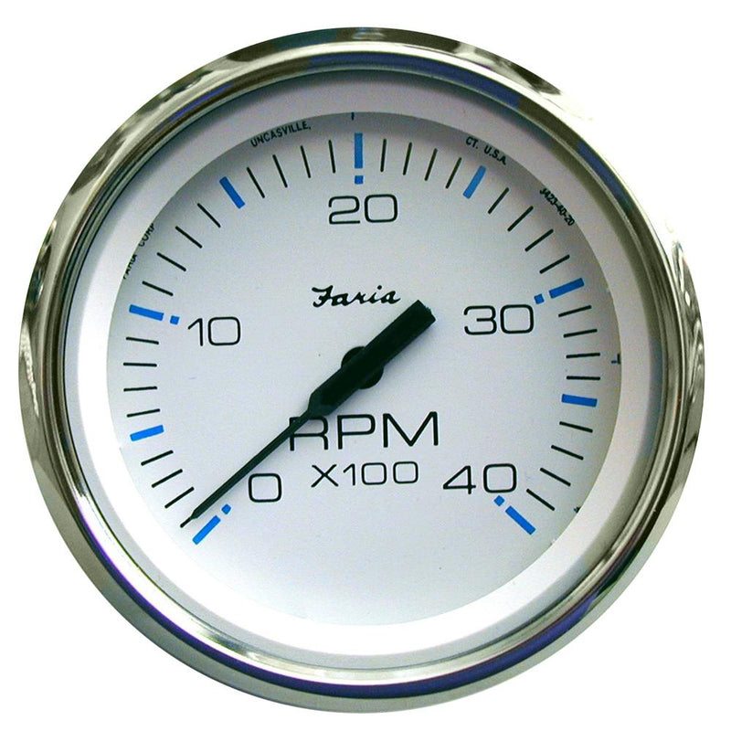 Faria Chesapeake White SS 4" Tachometer - 4,000 RPM (Diesel - Mechanical Takeoff & Var Ratio Alt) [33842]-Gauges-JadeMoghul Inc.