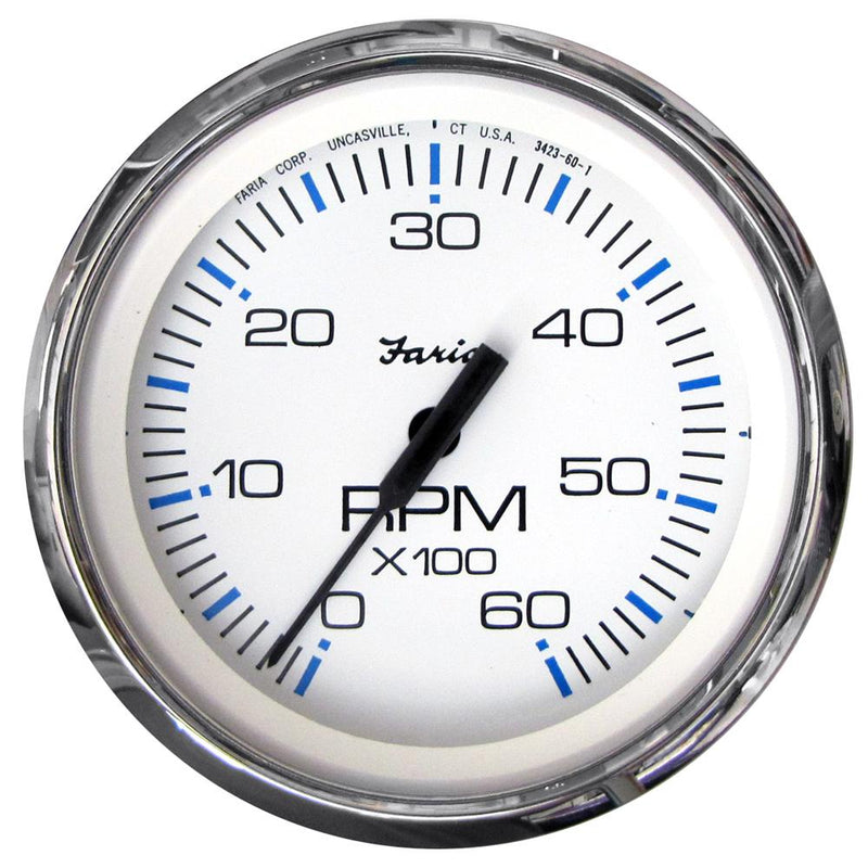 Faria Chesapeake White SS 4" Tachometer - 6,000 RPM (Gas - Inboard & I-O) [33807]-Gauges-JadeMoghul Inc.