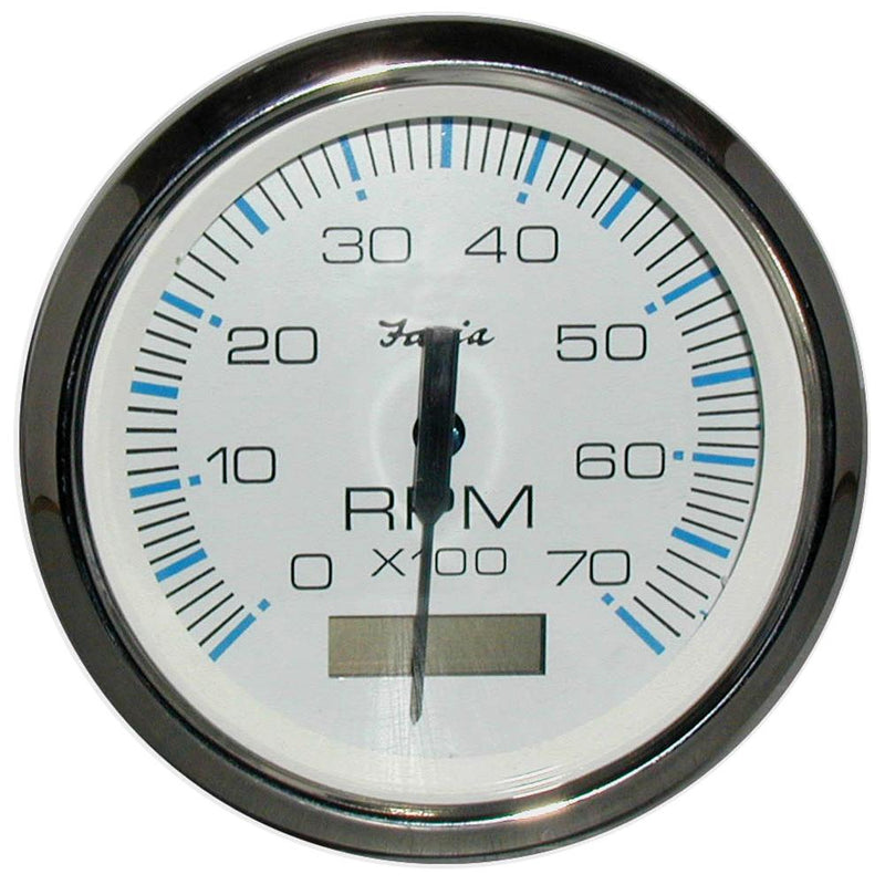 Faria Chesapeake White SS 4" Tachometer w-Hourmeter - 7,000 RPM (Gas - Outboard) [33840]-Gauges-JadeMoghul Inc.