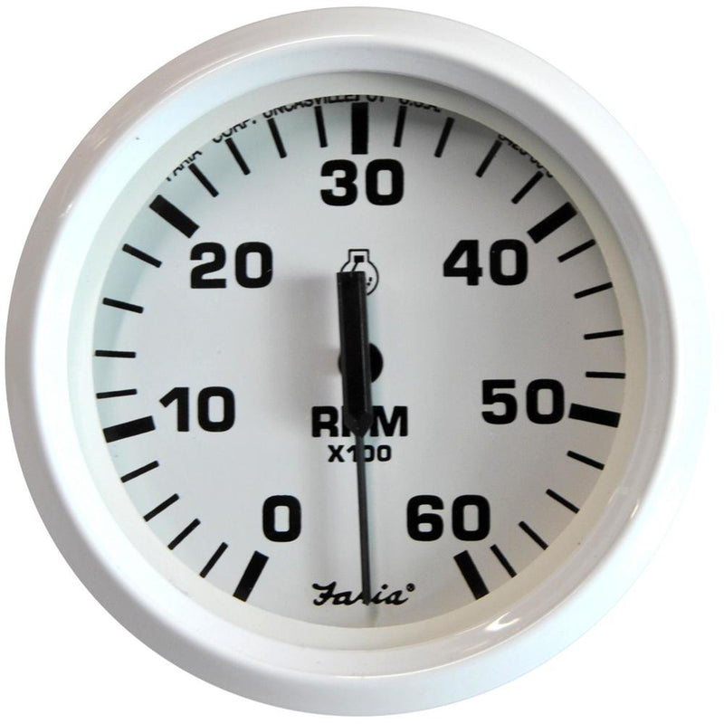 Faria Dress White 4" Tachometer - 6,000 RPM (Gas - Inboard & I-O) [33103]-Gauges-JadeMoghul Inc.