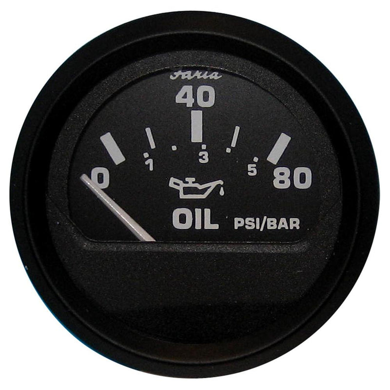 Faria Euro Black 2" Oil Pressure Gauge - 80 PSI [12803]-Gauges-JadeMoghul Inc.