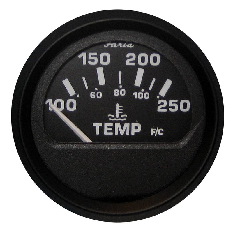 Faria Euro Black 2" Water Temperature Gauge (100-250 DegreeF) [12812]-Gauges-JadeMoghul Inc.