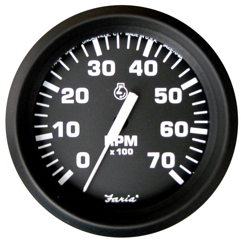 Faria Euro Black 4" Tachometer - 7,000 RPM (Gas - All Outboard) [32805]-Gauges-JadeMoghul Inc.