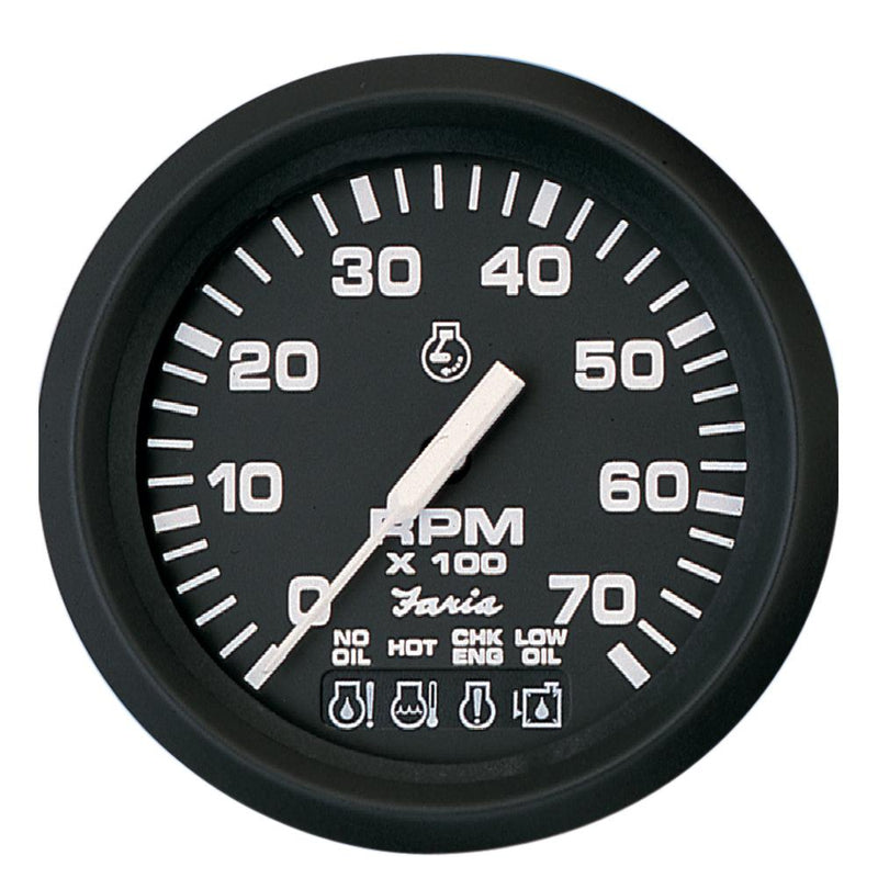 Faria Euro Black 4" Tachometer w-Systemcheck Indicator - 7,000 RPM (Gas - Johnson - Evinrude Outboard) [32850]-Gauges-JadeMoghul Inc.