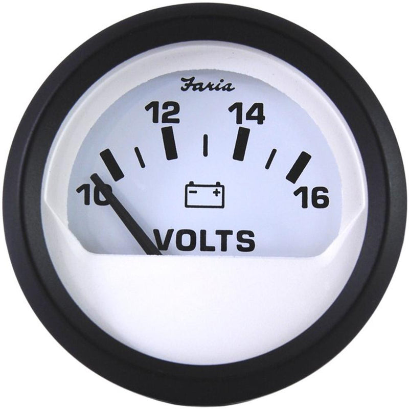 Faria Euro White 2" Voltmeter (10-16 VDC) [12911]-Gauges-JadeMoghul Inc.