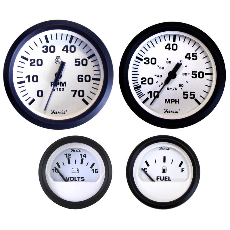 Faria Euro White Boxed Set - Outboard Motors [KT9795]-Gauges-JadeMoghul Inc.