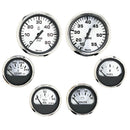 Faria Spun Silver Box Set of 6 Gauges f- Inboard Engines - Speed, Tach, Voltmeter, Fuel Level, Water Temperature Oil [KTF0184]-Gauges-JadeMoghul Inc.