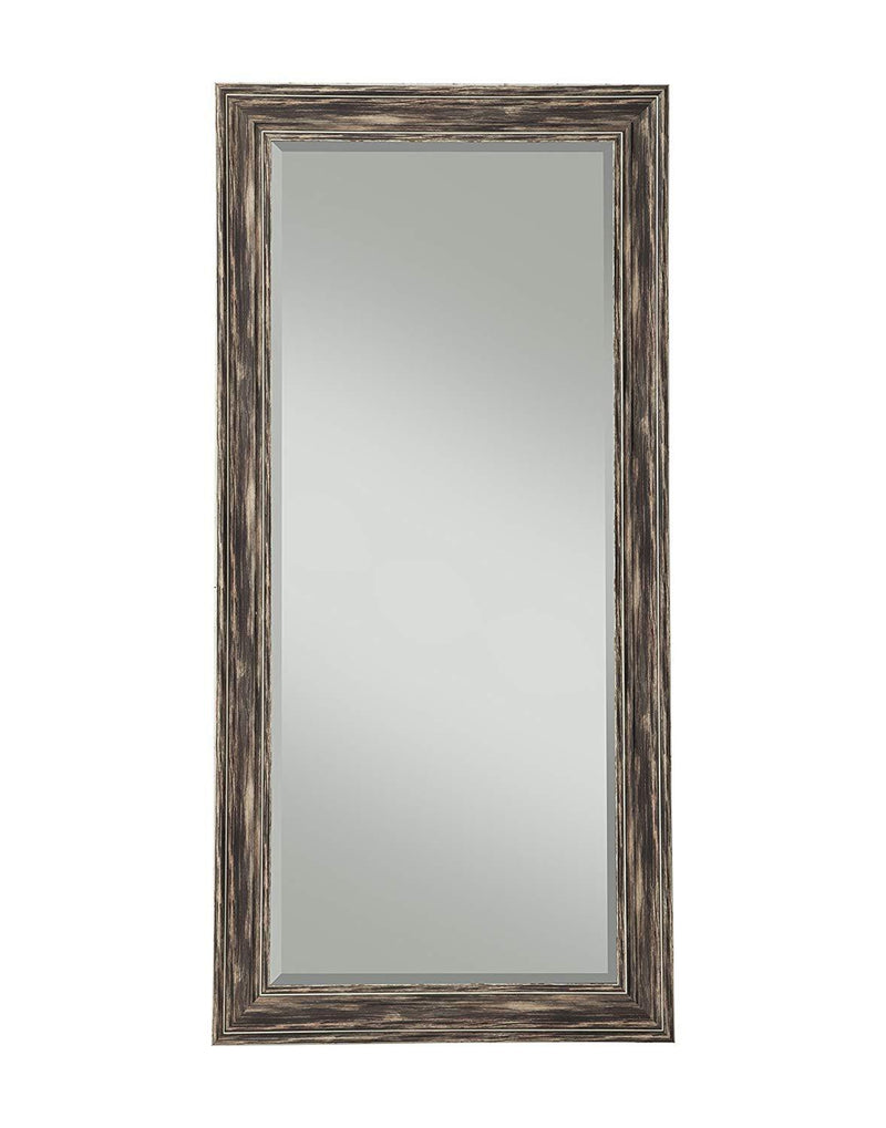 Farmhouse Style Full Length Leaner Mirror With Polystyrene Frame, Antique Black-Mirrors-Black-Polystyrene Glass-JadeMoghul Inc.