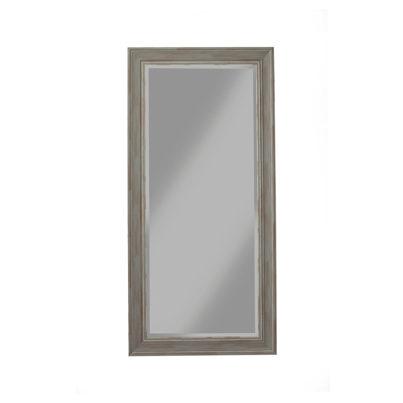 Farmhouse Style Full Length Leaner Mirror With Polystyrene Frame, Antique Gray-Mirrors-Gray-Polystyrene Glass-JadeMoghul Inc.