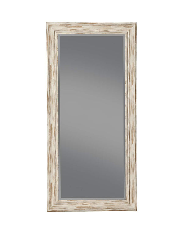 Farmhouse Style Full Length Leaner Mirror With Polystyrene Frame, Antique White-Mirrors-White-Polystyrene Glass-JadeMoghul Inc.