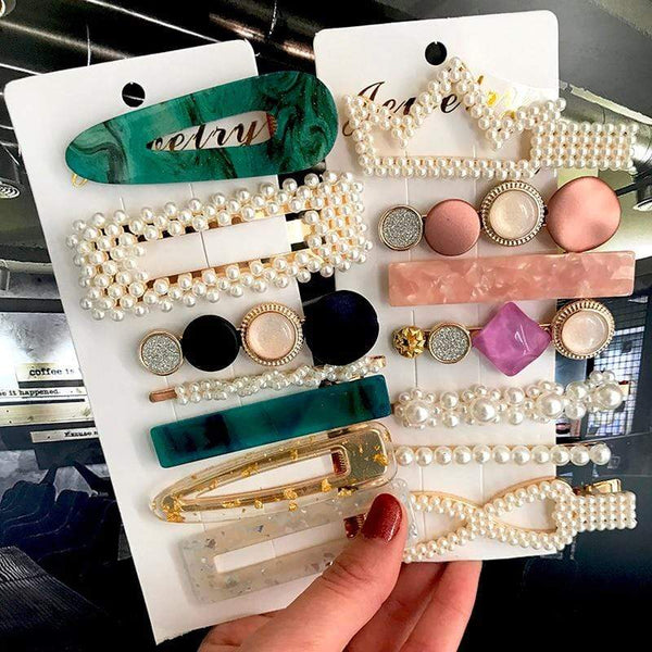 Fashion Acrylic Pearl Hair Clips Set Sweet Headwear Hair Ornament Hairpins Barrettes Hairgrip Hair Accessories for Women Girls AExp