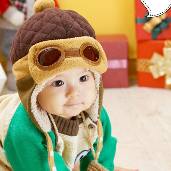 Fashion Baby Winter Warm Cap Hat Beanie Pilot Crochet Earflap Hats newborn prop outfit toucas para bebe Krystal-Red-JadeMoghul Inc.
