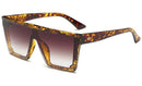 Fashion Black One Piece Sunglasses Men Oversize Driving Cool Sun Glasses Square Male-Leopard Frame Brown-JadeMoghul Inc.