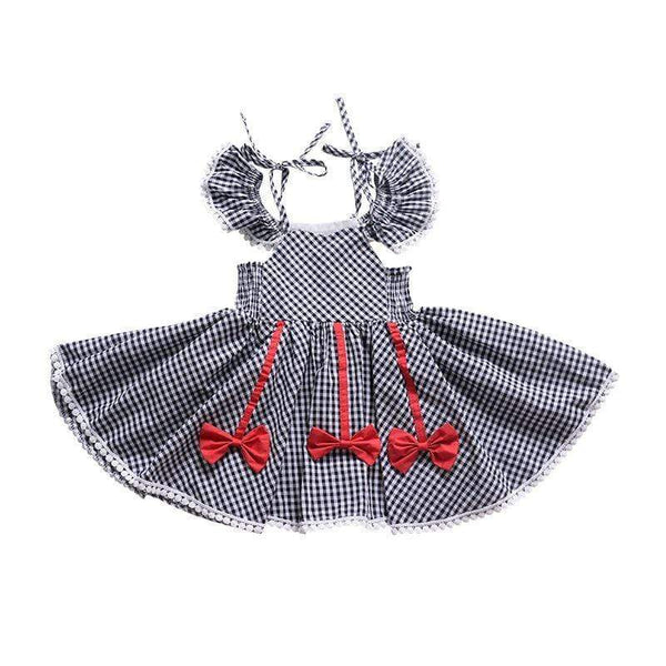 Girl Cotton Plaid Print Ruffle Design Cute Dress