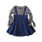 Fashion Clothing One Piece Girl Plaid Print Long Sleeves Patchwork Cute Dress TIY