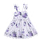 Fashion Clothing Party Stylish Kids Girls Artistic Purple Flower Pattern Print Lace Sling Soft Cotton Princess Dress TIY