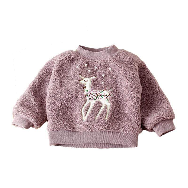 Fashion Clothing Pretty Deer Printed Long Sleeves Girls Thickened Sweatshirts TIY