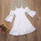 Fashion Clothing Pretty Girl Cotton White Lace Off-shoulder Flared Sleeves Dress TIY