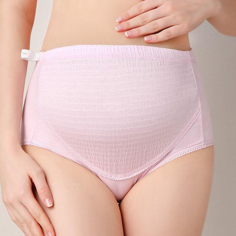 Fashion Clothing Purified Cotton Maternity Solid Color Empire Waist Briefs Adjustable Belly Support Panties TIY