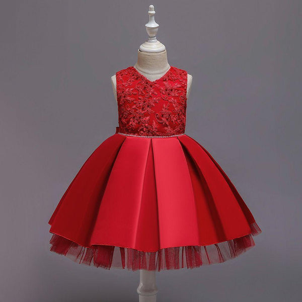 Fashion Clothing Simple Style Girl Luxury Beaded Design Bowknot Princess Dress TIY