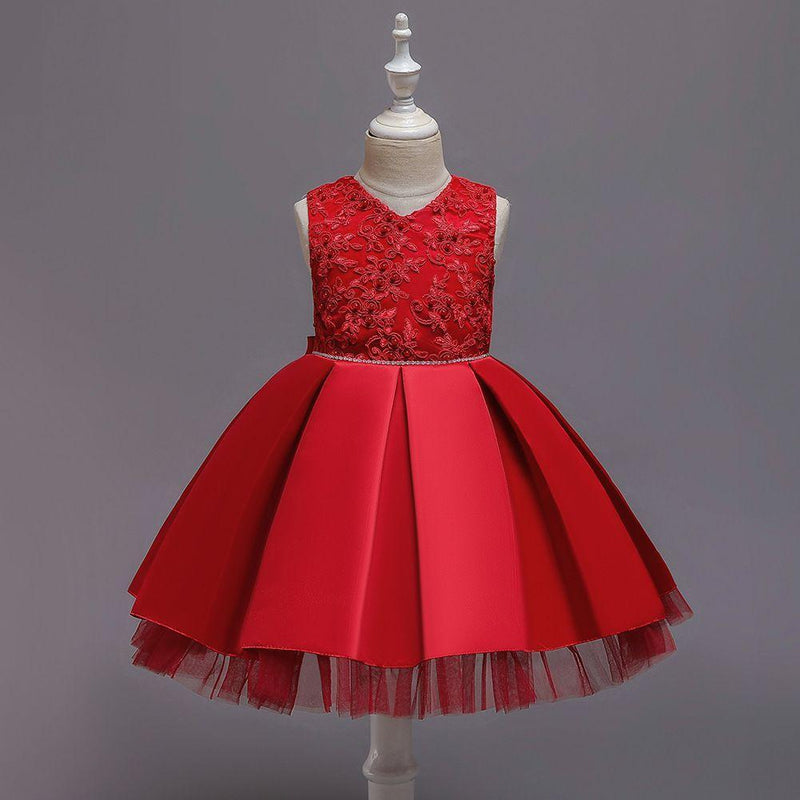 Fashion Clothing Simple Style Girl Luxury Beaded Design Bowknot Princess Dress TIY