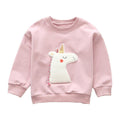 Fashion Clothing Simple Style Girls Long Sleeves Unicorn Patched Sweatshirt TIY