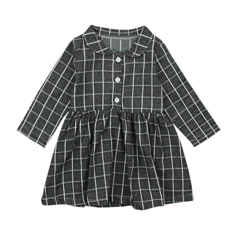 Fashion Clothing Simple Style Girls Plaid Pattern Peter Pan Collar Patchwork Dress TIY