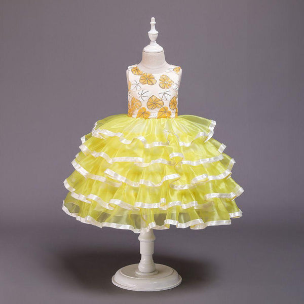 Fashion Clothing Special Design Girl Print Sleeveless Princess Layered Dress TIY
