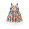 Stylish Girls Cotton Multicolor Printed Sleeveless Dress