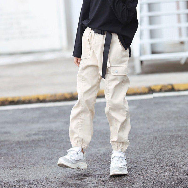 Stylish Girls Solid Color Pocket Casual Pants
