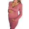 Fashion Clothing Stylish Maternity Solid Color V Neck Long Sleeves Bodycon Dress TIY