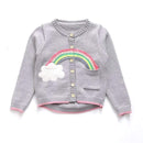 Sweet Girls Rainbow Pattern Long Sleeves Button Knitted Outerwear